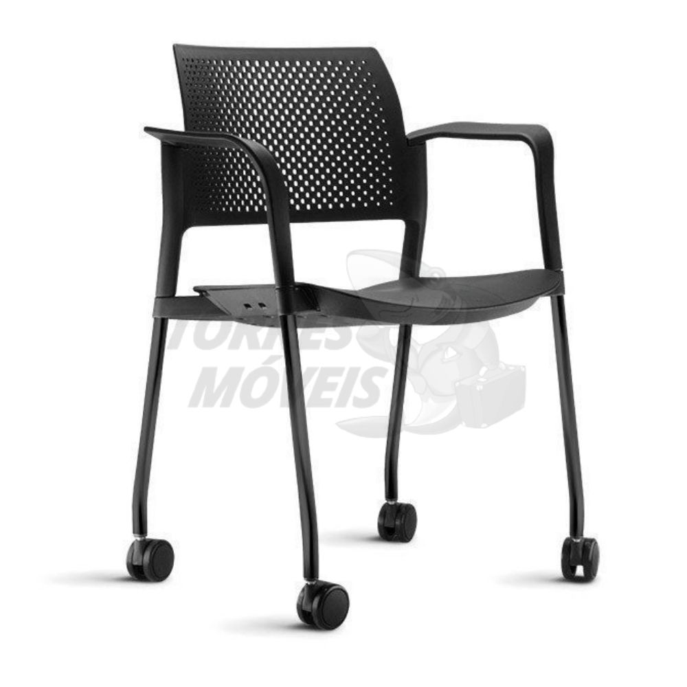 Cadeira Torres Kyos 4 pés com rodízios e braço