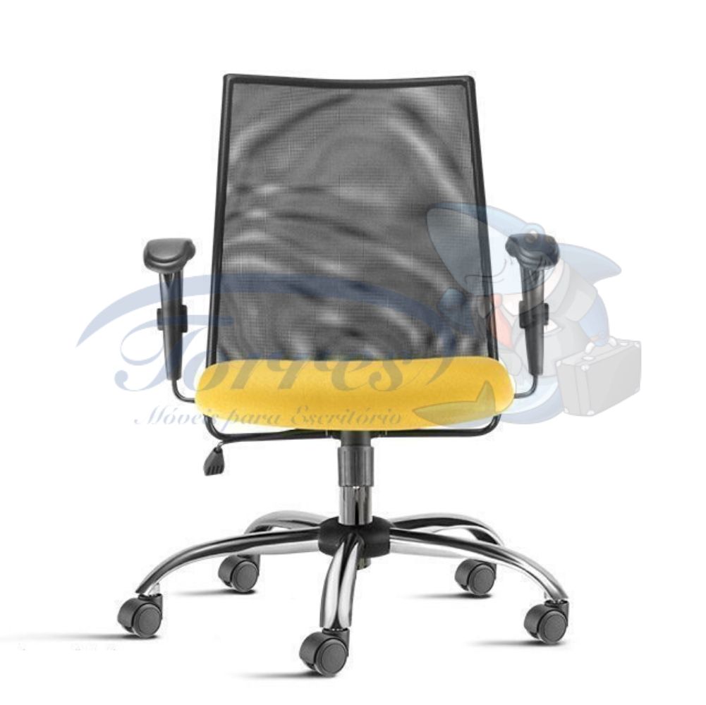 Cadeira Giratória Torres Liss base cromada e braço regulável
