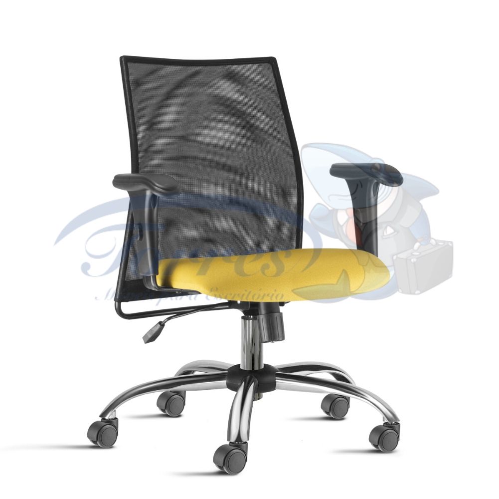Cadeira Diretor Torres Liss base cromada, braço regulável