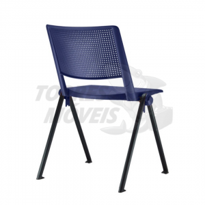 Cadeira fixa torres up empilhável azul pé preto