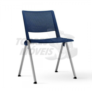 Cadeira fixa torres up empilhável azul pé cinza