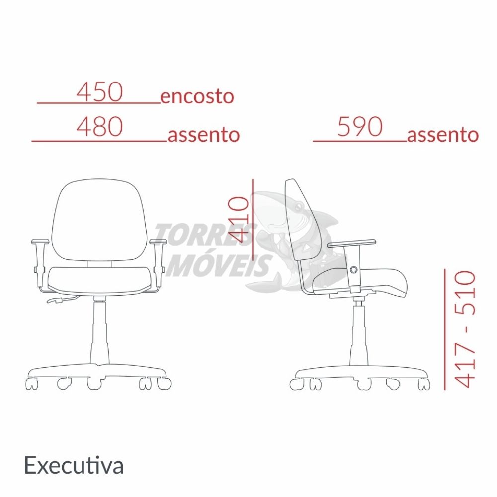 Medidas Cadeira executiva Torres Premium